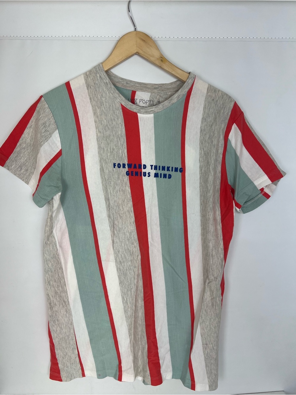 Men’s Size Medium Striped Crew Neck T-Shirt - Red, Green, White